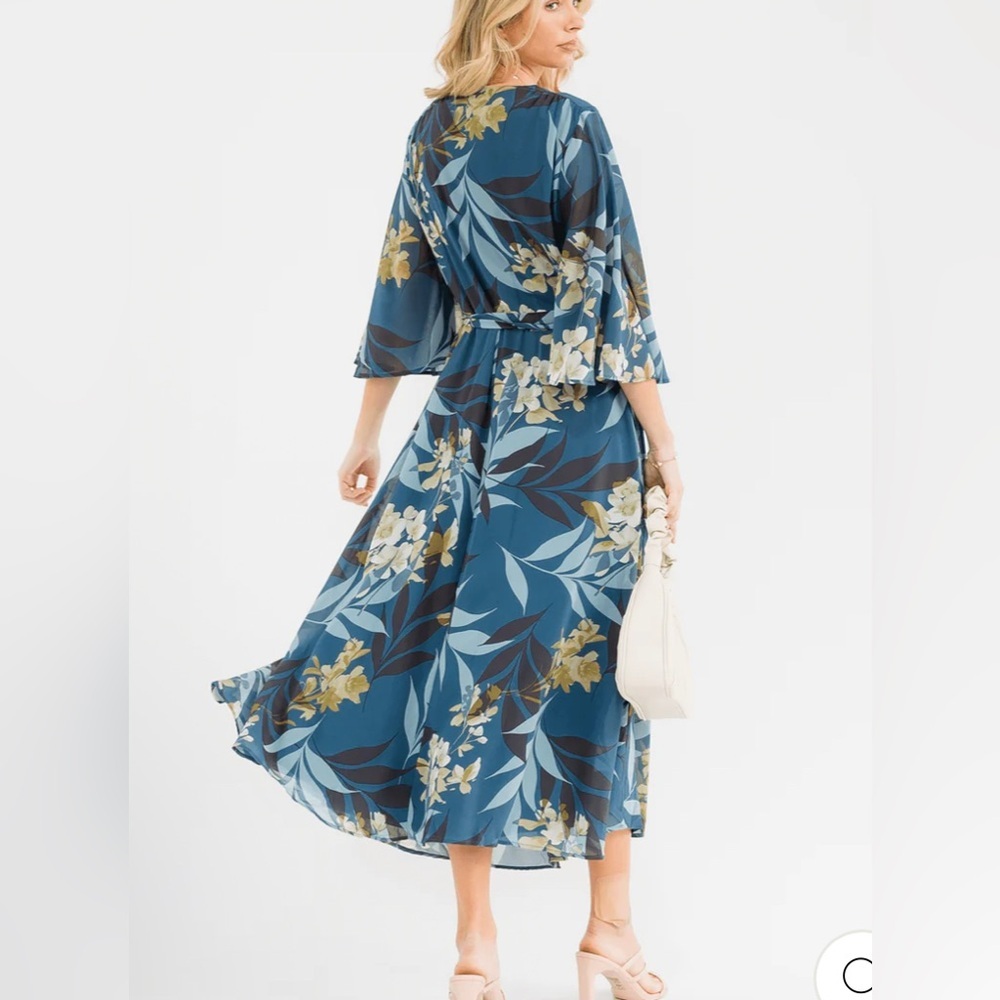 Floral Teal Maxi Dress - Picture 8 of 9